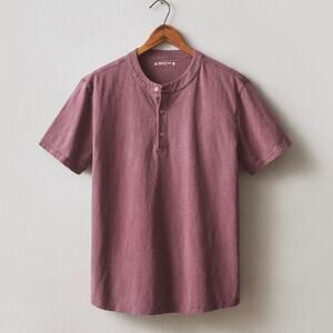 American Giant Broken In Premium Slub Henley Tee Men's Medium Red